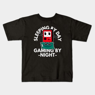 Sleeping By Day Gaming By Night Kids T-Shirt